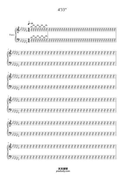 “4'33"”钢琴谱-John Cage-免费下载-天天钢琴