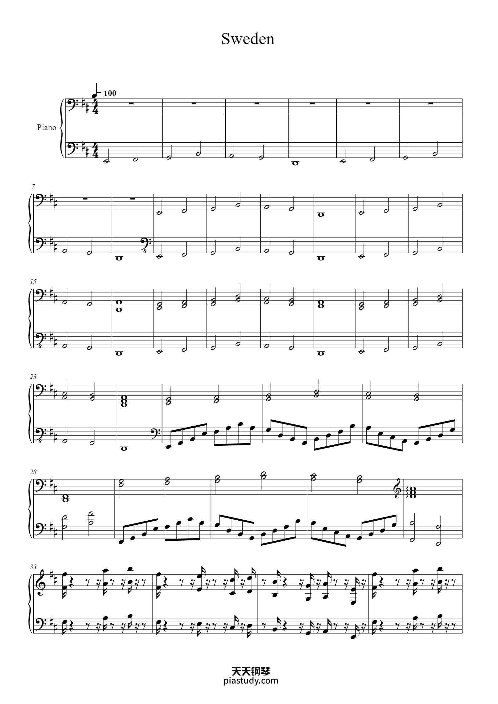 Sweden钢琴谱 - C418 - free piano sheet music - PiaNoproblem
