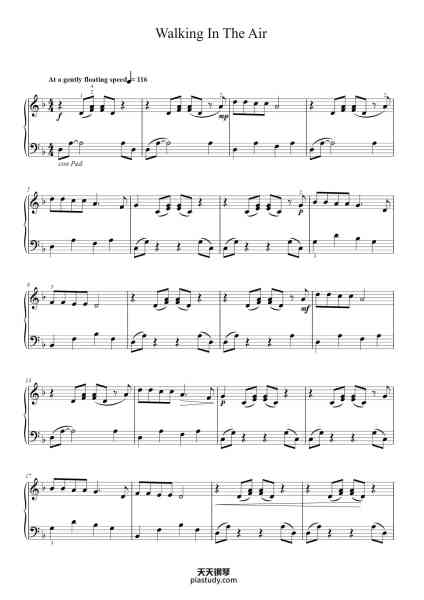 “Walking In The Air”钢琴谱-Music and lyrics by Howard Blake-免费下载-天天钢琴