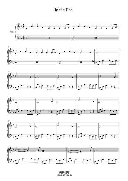 “In the End”钢琴谱-Linkin Park-免费下载-天天钢琴