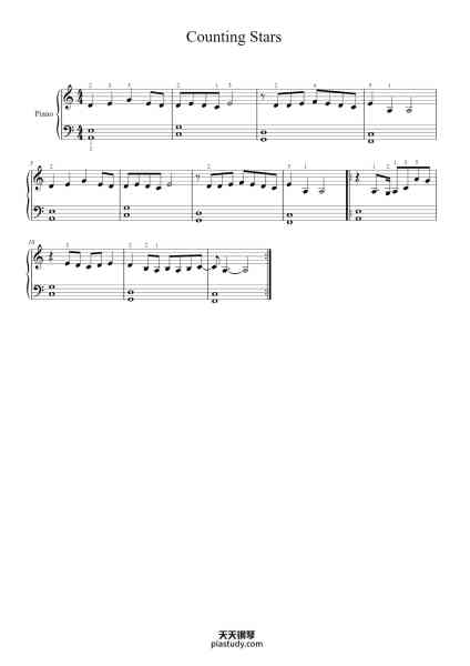 “Counting Stars”钢琴谱-Wolrald-免费下载-天天钢琴