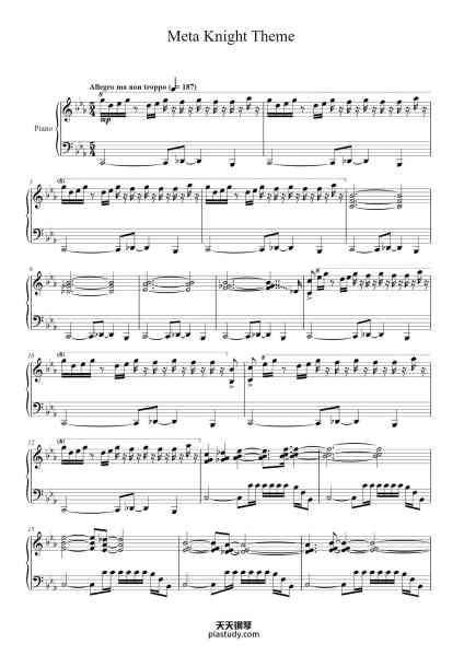 “Meta Knight Theme (Kirby Super Star)”钢琴谱-Jun Ishikawa & Dan Miyakawa-免费下载-天天钢琴