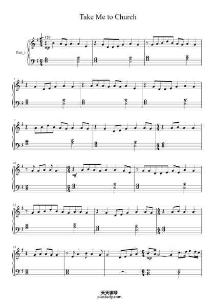 “Take Me to Church”钢琴谱-Hozier-免费下载-天天钢琴