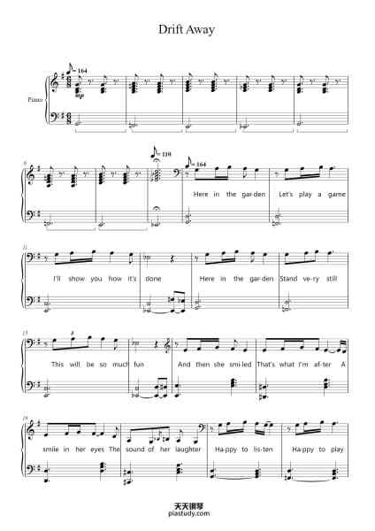 “Drift Away (Steven Universe: The Movie) - Piano Arrangement”钢琴谱-by Mann & Sugar
arr. Leon Chen
-免费下载-天天钢琴