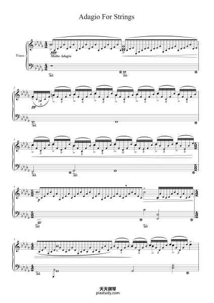 “Adagio for Strings”钢琴谱-Samuel Barber-免费下载-天天钢琴