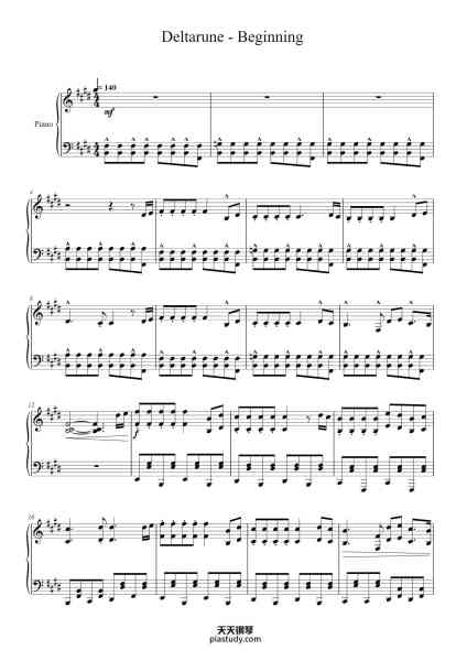 “Deltarune - Beginning”钢琴谱-Composed by Toby Fox Arranged by Saftur-免费下载-天天钢琴