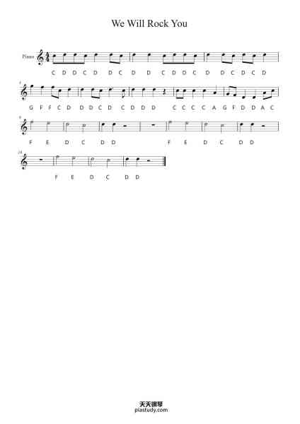“We Will Rock You”钢琴谱-Tutburns-免费下载-天天钢琴