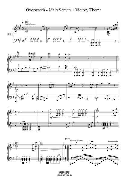 “Overwatch - Main Screen + Victory Theme”钢琴谱-Composed by Neal Acree-免费下载-天天钢琴