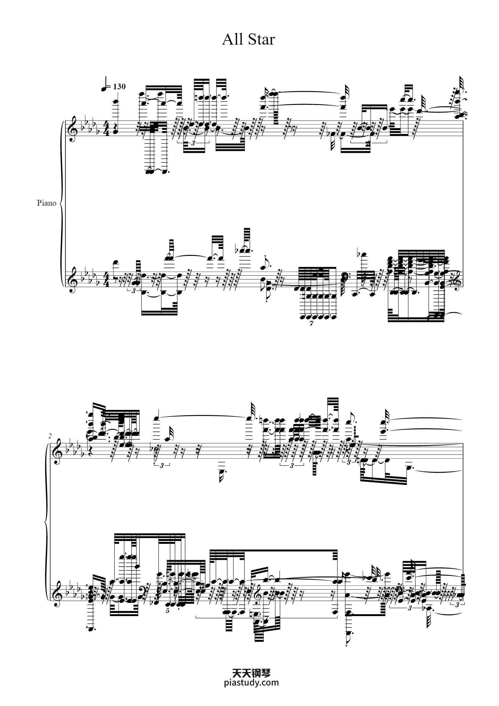 'All Star' - Piano Sheet Music By Smash Mouth | TOPiano