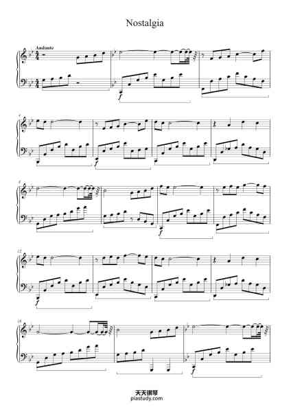 “Nostalgia”钢琴谱-Richard Clayderman-免费下载-天天钢琴