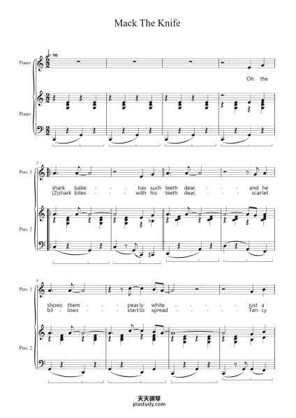 “Mack The Knife”钢琴谱-Music by Kurt Weill-免费下载-天天钢琴