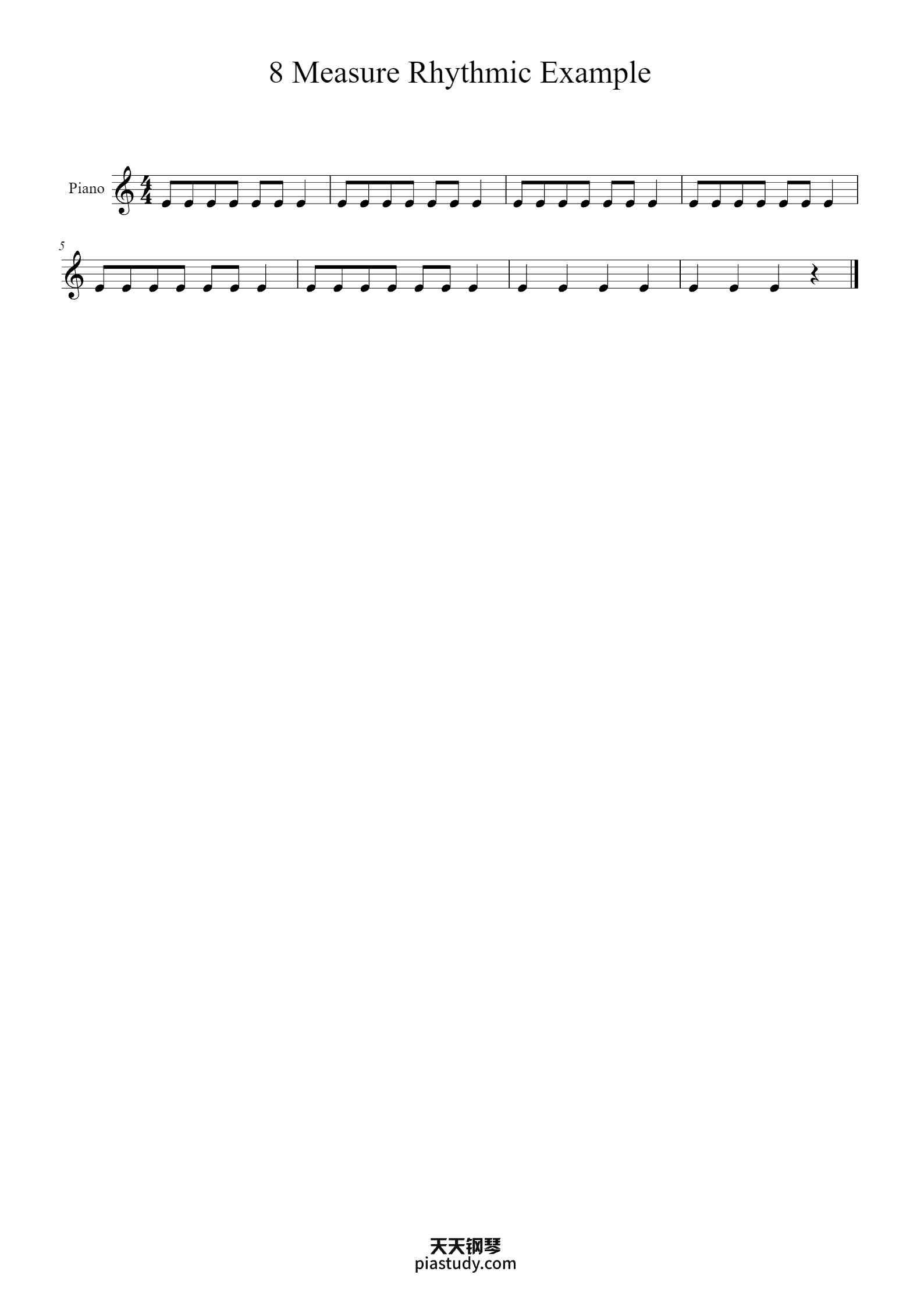 8 Measure Rhythmic Example钢琴谱 - Wolfgang Amadeus Mozart - free piano ...