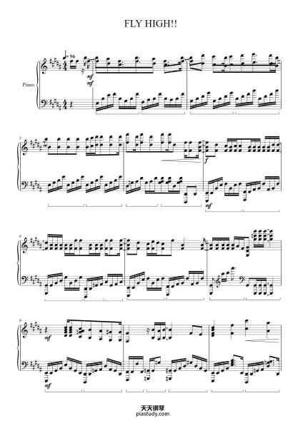 “FLY HIGH!!”钢琴谱-Original Artist: BURNOUT SYNDROMES
Arranged by NoriPixel
Transcribed by Kevin Tran
-免费下载-天天钢琴