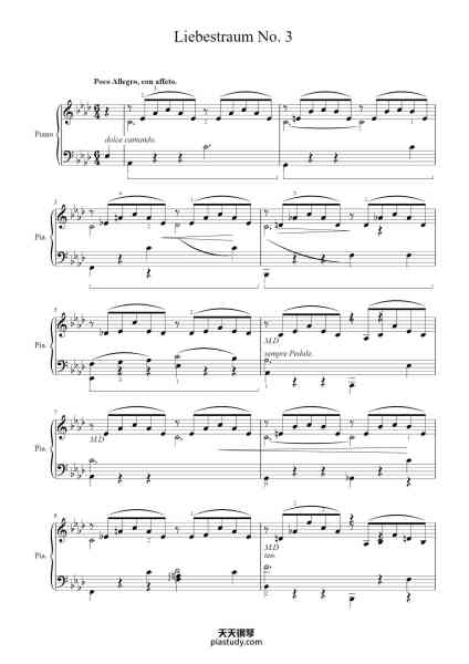 “Liebestraum No. 3 "Easier version"”钢琴谱-Franz Liszt
-免费下载-天天钢琴