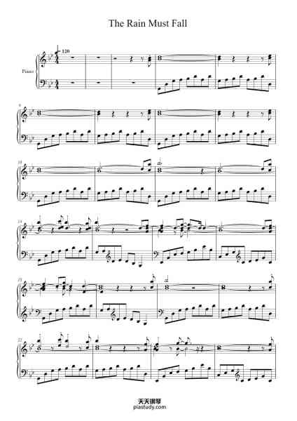 “The Rain Must Fall”钢琴谱-Yanni-免费下载-天天钢琴