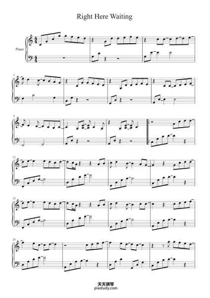 “Right Here Waiting”钢琴谱-Richard Marx-免费下载-天天钢琴
