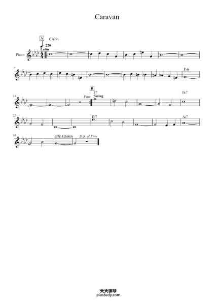 “Caravan”钢琴谱-Juan Tizol & Duke Ellington-免费下载-天天钢琴