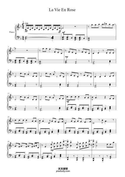 “La Vie En Rose”钢琴谱-Hagham-免费下载-天天钢琴