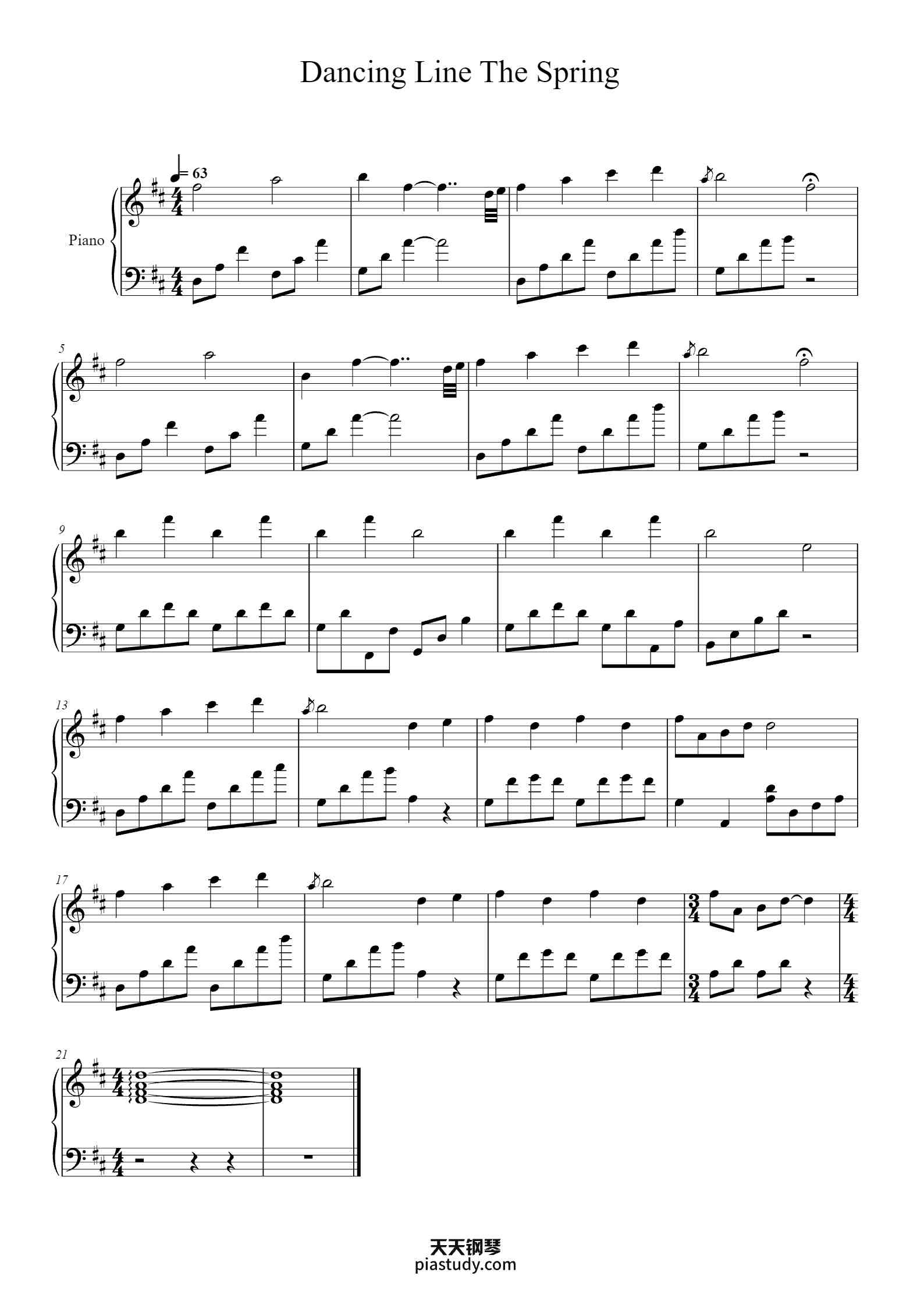 Dancing Line The Spring钢琴谱 - Dancing Line - free piano sheet music ...