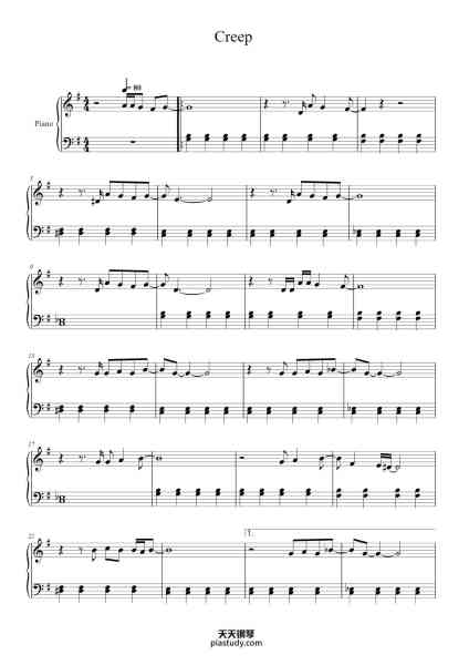 “Creep”钢琴谱-radiohead-免费下载-天天钢琴