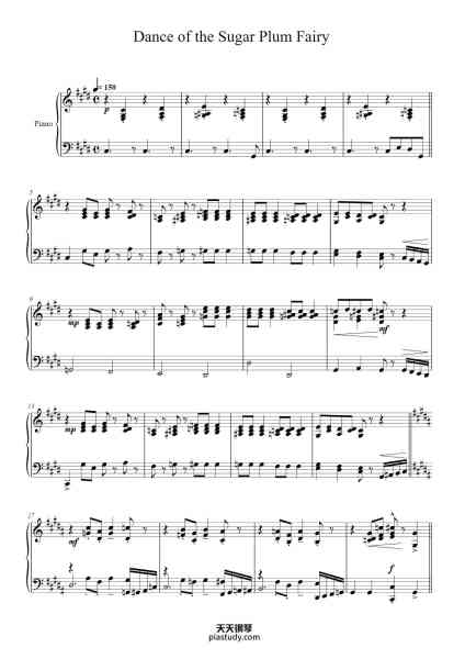 “Dance of the Sugar Plum Fairy”钢琴谱-Arranged by Robert C. Kuss-免费下载-天天钢琴