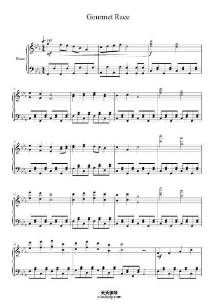 “Gourmet Race”钢琴谱-Jun Ishikawa Arr. by Ryan Clare-免费下载-天天钢琴