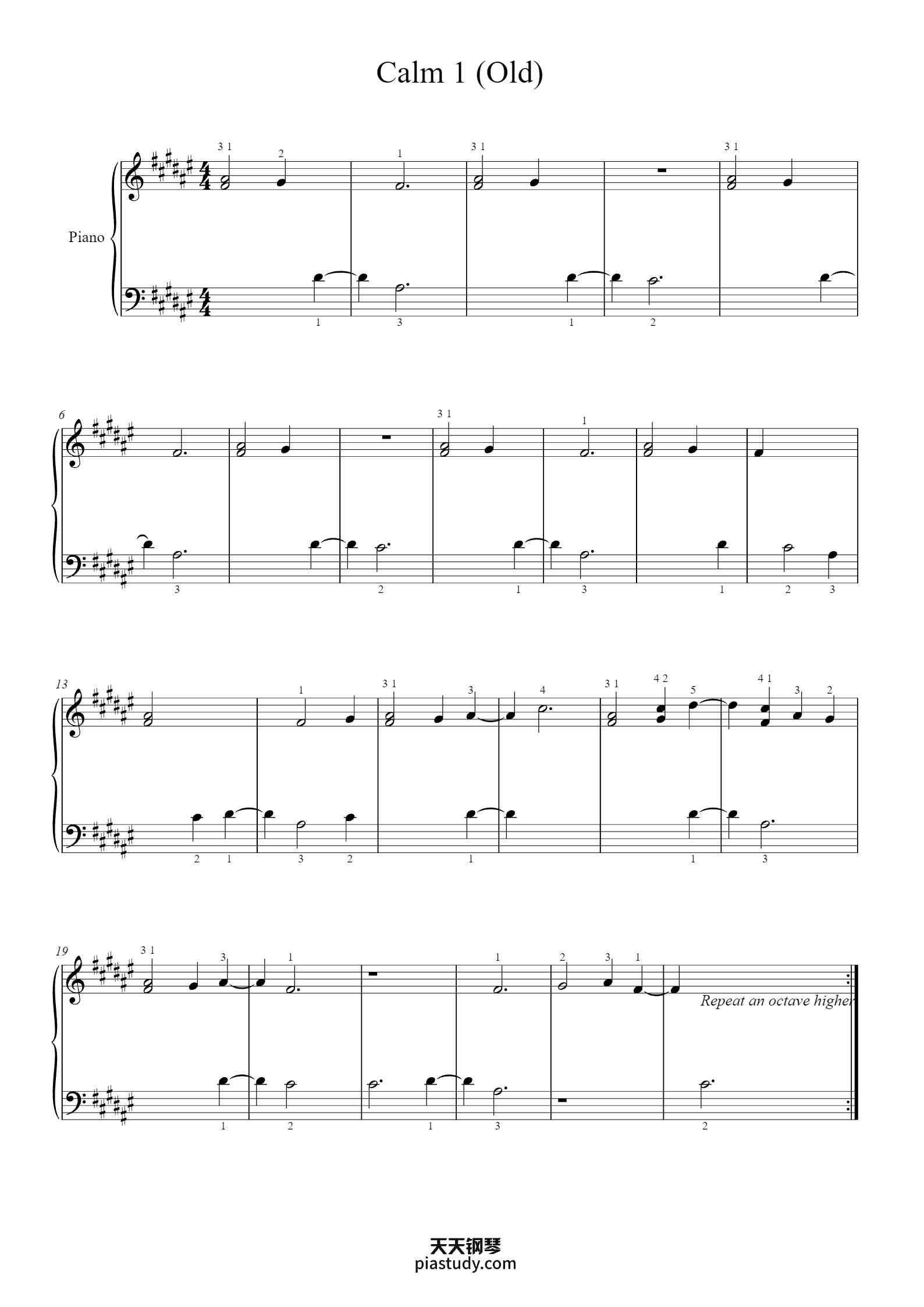 Calm 1 (Old) – C418 - Minecraft钢琴谱 - C418 - free piano sheet music ...