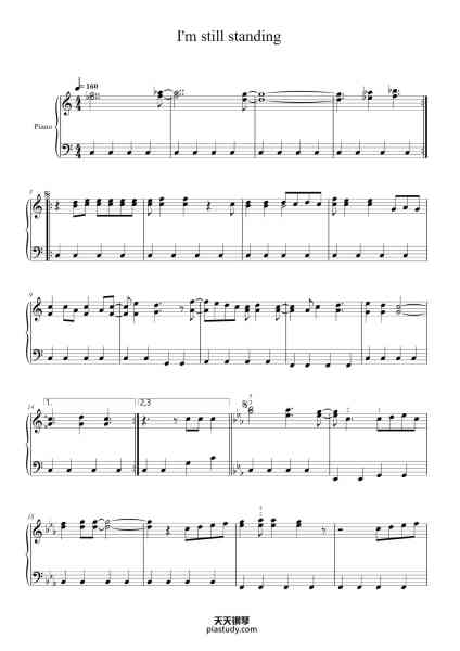 “I'm still standing”钢琴谱-Elton John and Bernie Taupin-免费下载-天天钢琴