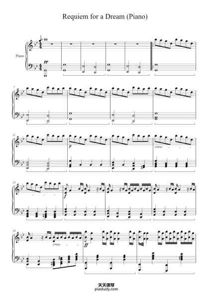 “Requiem for a Dream”钢琴谱-Clint Mansell-免费下载-天天钢琴