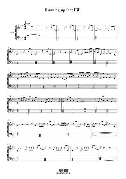 “Running up that Hill”钢琴谱-Wesley Steenbergen-免费下载-天天钢琴