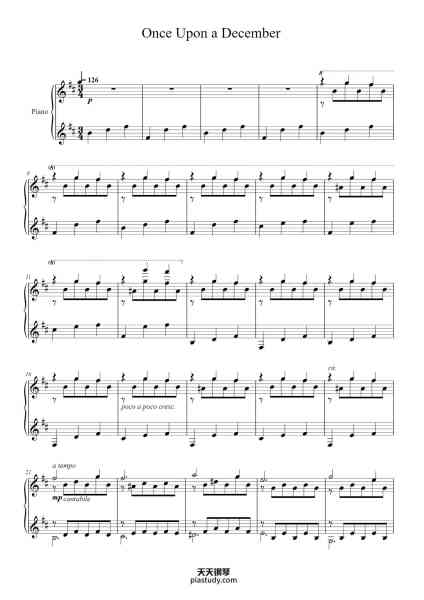 “Once Upon a December”钢琴谱-David Newman arr. Kyle Landry-免费下载-天天钢琴