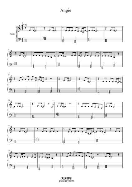 “Angie”钢琴谱-The Rolling Stones-免费下载-天天钢琴