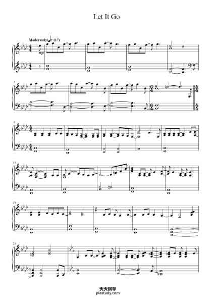 “Let It Go”钢琴谱-Music and Lyrics by KRISTEN ANDERSON-LOPEZ
and ROBERT LOPEZ-免费下载-天天钢琴