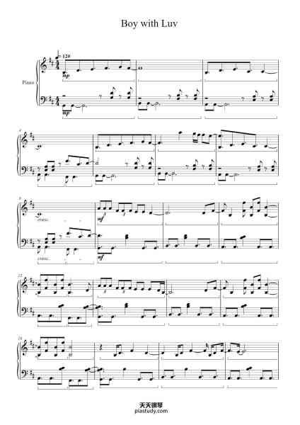 “Boy with Luv”钢琴谱-arr. Joshua Igbeare-免费下载-天天钢琴