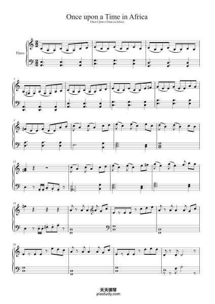 “Once upon a Time in Africa”钢琴谱-Hans Zimmer-免费下载-天天钢琴
