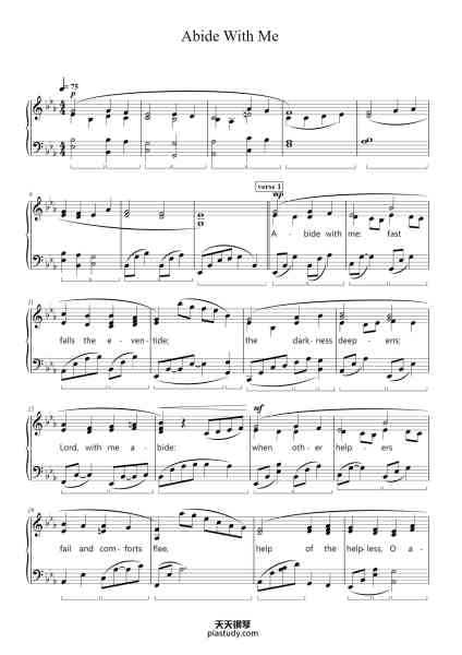 “Abide With Me”钢琴谱-composer:William Henry Monk-免费下载-天天钢琴