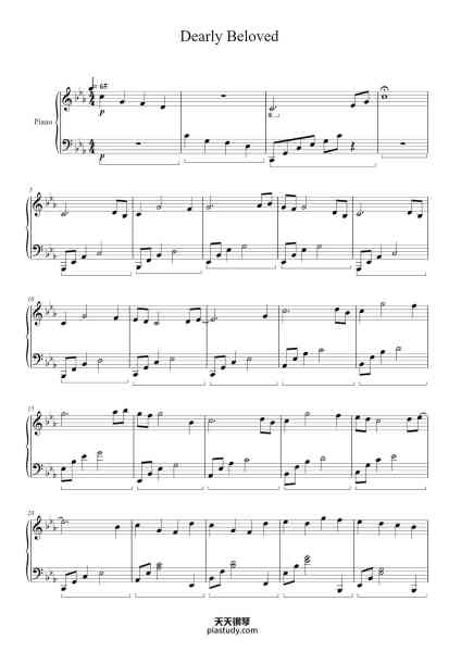 “Dearly Beloved (Kingdom Hearts)”钢琴谱-Yoko Shimomura-免费下载-天天钢琴
