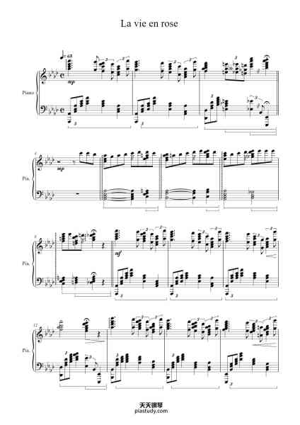“La vie en rose”钢琴谱-Arranged by Gabriel Lage-免费下载-天天钢琴