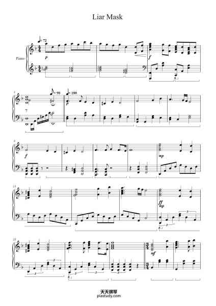 “Liar Mask”钢琴谱-arranged by Ian Robison-免费下载-天天钢琴