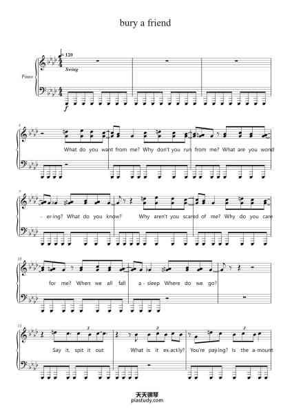 “bury a friend”钢琴谱-Pumens Faulkgrant-免费下载-天天钢琴