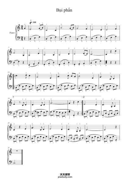 “Bụi phấn”钢琴谱-Vũ Hoàng và Lê Văn Lộc-免费下载-天天钢琴