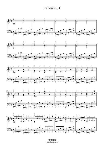 “Canon in D”钢琴谱-Edited By Omid-免费下载-天天钢琴
