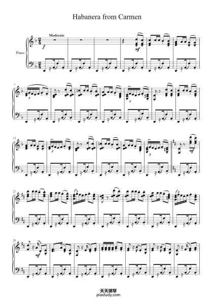 “Habanera from Carmen”钢琴谱-Georges Bizet-免费下载-天天钢琴