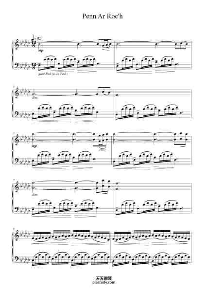 “Penn Ar Roc'h”钢琴谱-Yann Tiersen-免费下载-天天钢琴