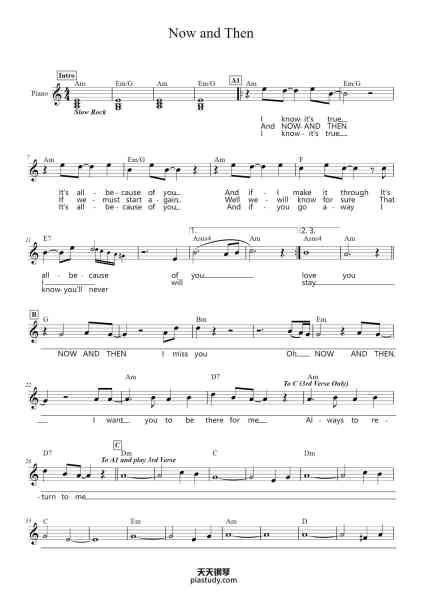 “Now and Then”钢琴谱-The Beatles-免费下载-天天钢琴