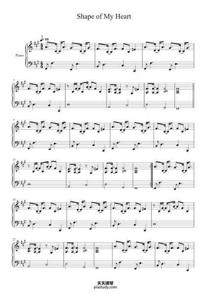“Shape of My Heart”钢琴谱-Sting-免费下载-天天钢琴
