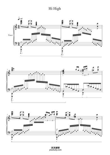 “Hi High”钢琴谱-Arranged for solo piano by Eric Lee-免费下载-天天钢琴
