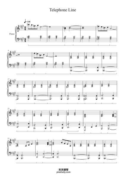 “Telephone Line”钢琴谱-Words and Music: Jeff Lynne Arrangement: Richard Tandy Simplified Transcription: P. David Buchan-免费下载-天天钢琴