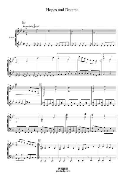 “Hopes and Dreams”钢琴谱-Fastsey-免费下载-天天钢琴