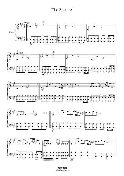 “The Spectre”钢琴谱-Arr. by Clear Liu YouTube: SchoolOfClash-免费下载-天天钢琴